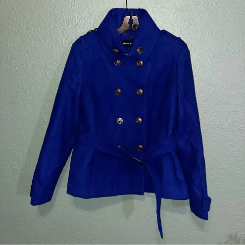 Black Rivet Blue Pea Coat / lined jacket / coat / pea coat / belted coat