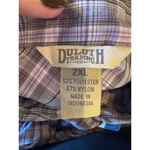 Duluth Trading Co Dress Women 2XL Purple Armachillo Cooling Plaid Shirt Mini NWT Size XXL