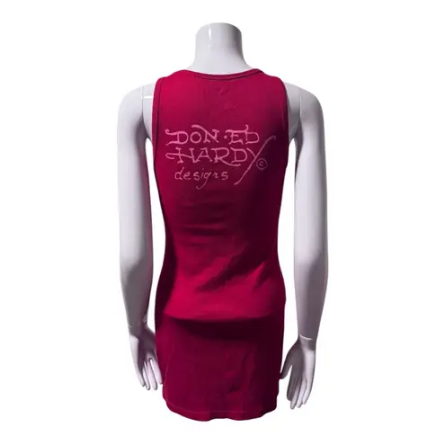 Ed Hardy Red Ribbed Bodycon Dress Size Small