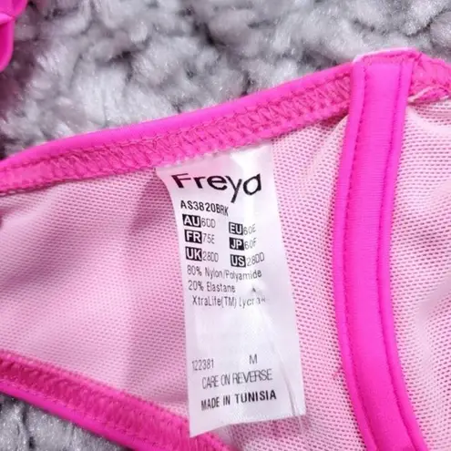 Freya In The Mix Underwire Banded Halter Bikini Swim Top Size 28DD Pink Seamed