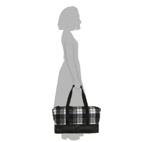 DSW NEW Plaid Weekender Bag with Bottom Compartment in Black & White, New w/Tag