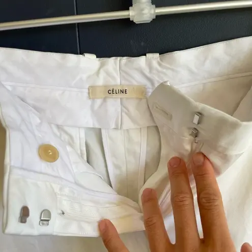 CELINE NWOT Phoebe Philo White Cotton Straight Leg Pants, Sz 34