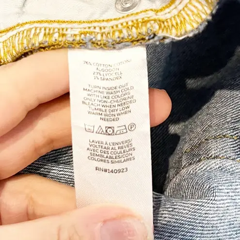 Loft  High Rise Straight Leg Raw Cut Hem Jeans Blue 14 / 32