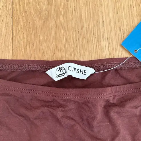 Cupshe  Top Long Sleeve Sash Minimal Muse Size XS Brown - Image 2