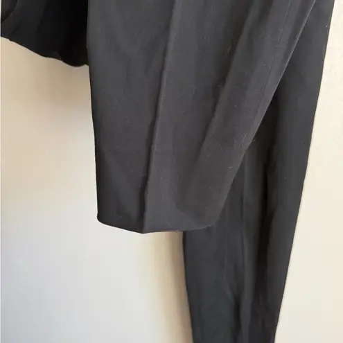 Emporio Armani Black Wool Side Zip Single Pleat Slim Straight Leg Pant Womens 46