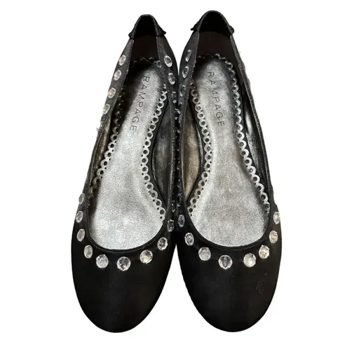 Rampage  Lyndsey Women's Black Flats Size 9M Rhinestones Fabric Man Made Shoes