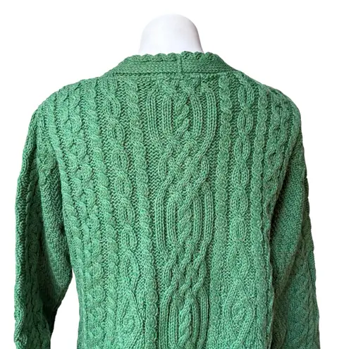 NWT, Aran Crafts Ireland Green Merino Wool Cable Knit Cardigan Sweater, Sz XL
