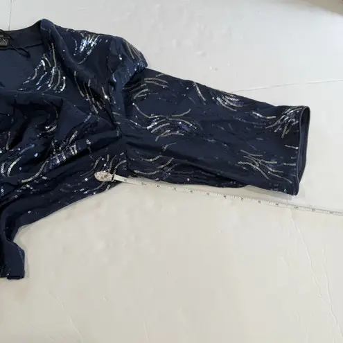 Alex Evenings Alex Evening Blue Sequins Two Piece Jacket Sleeveless Midi Dress Size 24W - Image 9