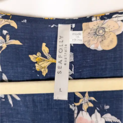 Seafolly Mid Summer Maxi Beach Dress Swim Cover Up Navy Floral Women's Large