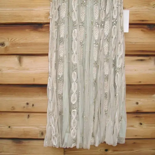 Mac Duggal 10078 Green Embellished Mesh Sleeveless Scoop Neck Midi Dress