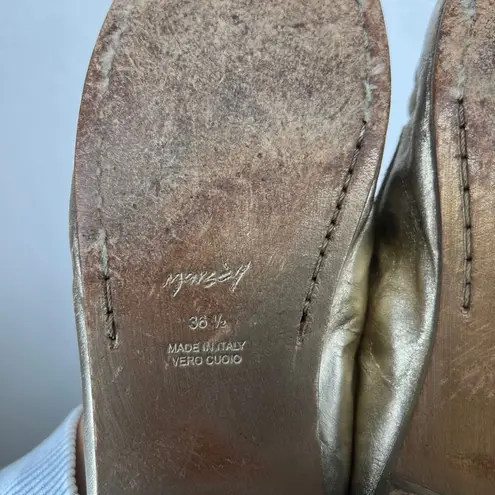 Marsell Metallic Gold Leather Loafers Flat Shoes Women Size 36.5 Italy