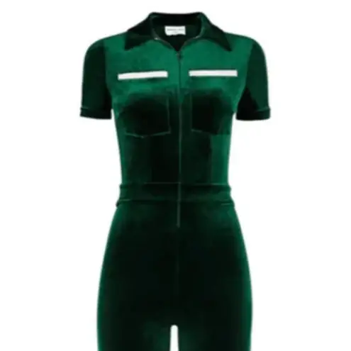 NWT Peachy Den Emerald Velvet Kernel Jumpsuit Size XS Green
