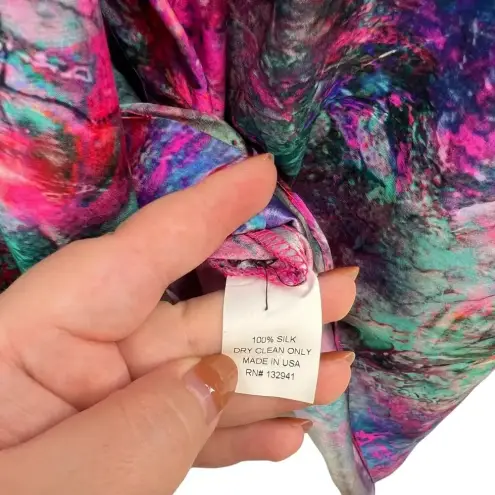 Amanda Uprichard  Blouse Top Faux Wrap Silk‎ Space Galaxy Print Pink Size Small