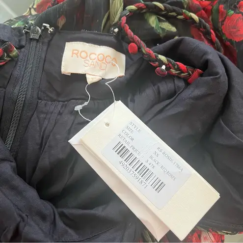 Rococo Sand Tiered Maxi Dress, Black Red Roses, Size XS New w/Tag $478 SOLD OUT