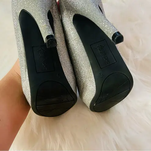 Fioni Night  glitter silver sparkly formal High heels pumps round toe