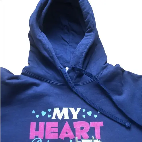 My Heart Belongs To A Trucker Graphic Hooded Sweatshirt Sz. M W/Hearts Size M