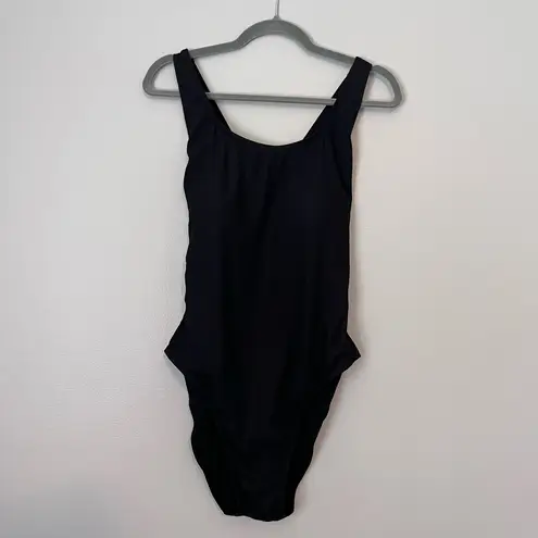ANDIE The Ribbed Tulum Scoop Neck One Piece Cross Back Swimsuit Black XXL