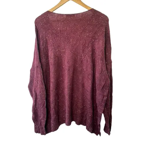 Staccato Maroon V-Neck Long Sleeve Light-Weight Oversized Sweater Women's Large