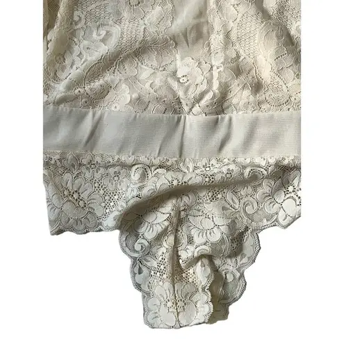 We Are HAH Take Hah Bow Reversible Lacey Bodysuit Cream Pink Women's Size S NWT