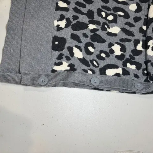 Stella & Dot Gray Black White Animal Print Sweater 2X Wool Blend Heavy