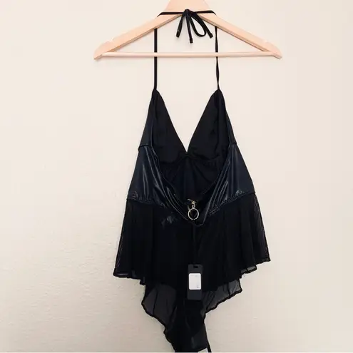 Mapale Black Wetlook Romper Lingerie Set NEW Size L/XL