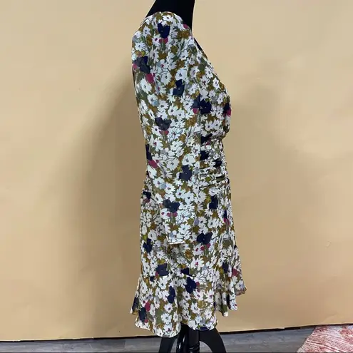 ASTR  Floral Ruched Waist Minidress Olive Floral S