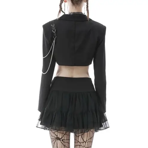 NWT Dark in Love Women's Black Devil Magic Sexy Crop Jacket Punk Biker Gothic M Size M