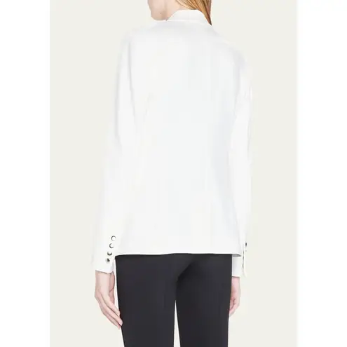 Veronica Beard White Bi-Stretch Notched Collar Single Snap Jacket Size 2