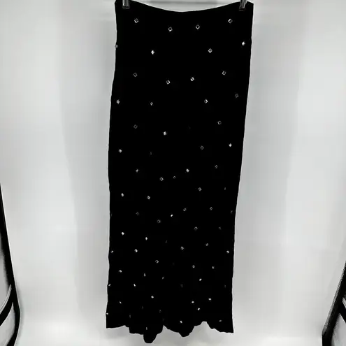 Beach Riot Celeste Pant High-Waist Wide Leg Mirror Embellished Black M NWT