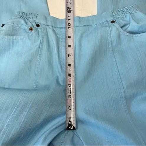 Cathy Daniels Cathy Daniel’s Straight Leg Pull On Jean Pants M Stretch Aqua Blue Slubbed