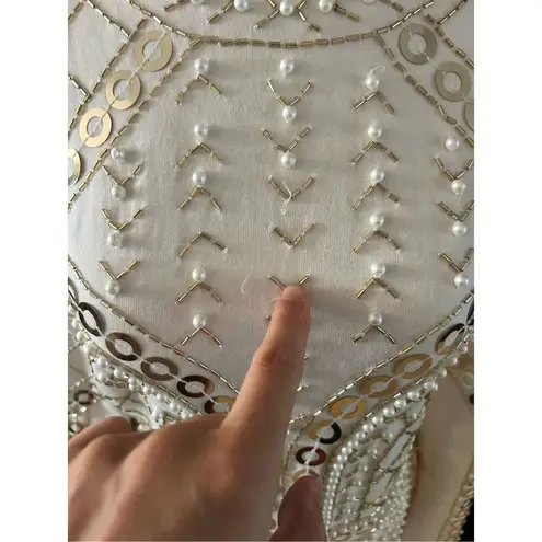 Starlet heavy bedded dress white with pearls size 12