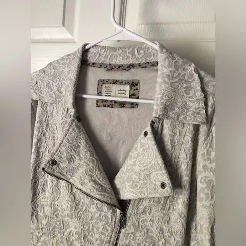 Anthropologie  Saturday Sunday Luddy Moto Jacket zip up lace embroidered size S