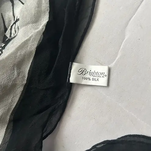 Brighton  Women’s 100% Silk Scarf - Black & White Floral
