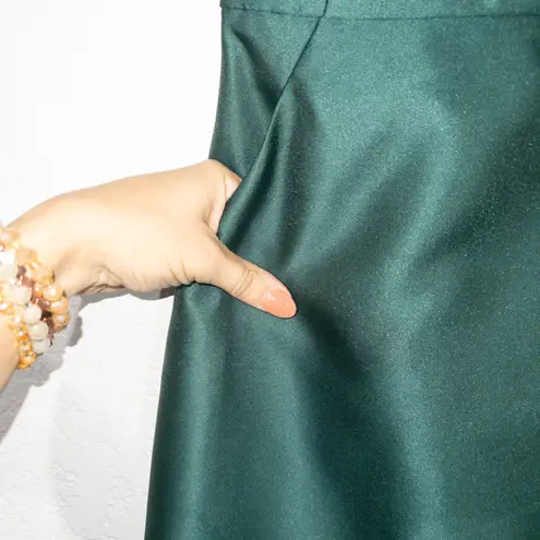 Alfred Sung NWT Hunter Green Strapless Notch Neck Satin Gown Size 0