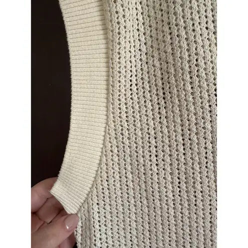 ZARA  | Cream Open Weave Oversized Sweater Vest | Size Medium