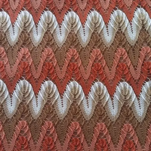 Judith March Coral, Tan and Cream Knit Zig Zag Striped Mini Dress