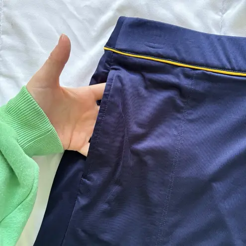 IZOD NWT Golf Skort Skirt Blue Yellow Pull On Stretch Womens Size Large Pockets