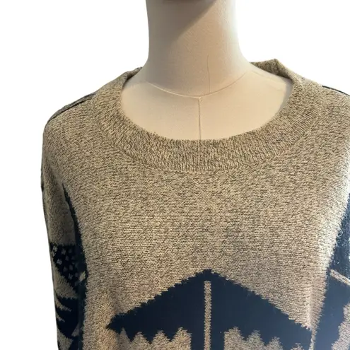 Poncho Cape Shawl Double Knit Dolman Beige Black Art to Wear Fringe West 36th Tan Size undefined