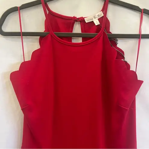 Nine Britton Red Scalloped Mini Dress Medium Niya Flared Sleeveless Halter NWT