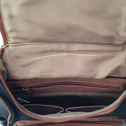 St. John ST JOHNS BACKPACK-PURSE MINI/ Black & BROWN TRIM WITH 10 POCKETS