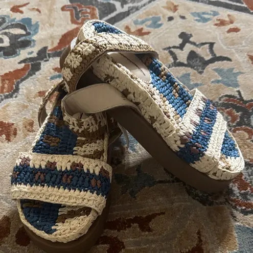 Free People  Woven Sandals - Blue and Tan