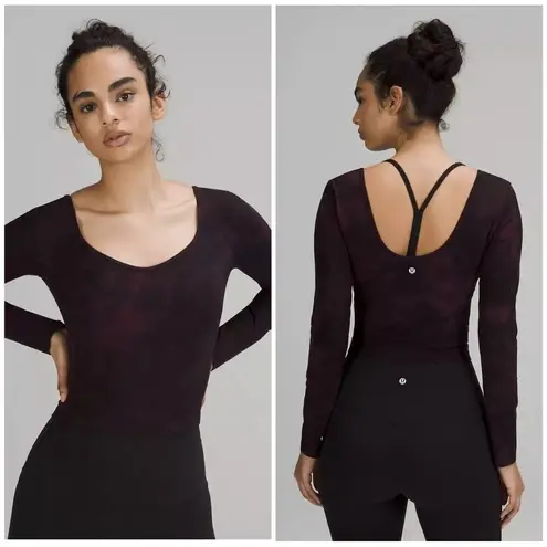 Lululemon  Size 10 Align Long Sleeve Crop Shirt Women's Diamond Dye Cassis Black