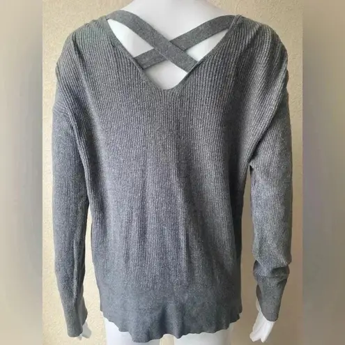 Maurice's  | Gray Ribbed Knit Criss-Cross Back Pullover Sweater | Medium M
