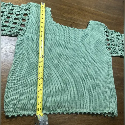 Rico Clothing Rico Vintage Size L Green Crocheted Arms Sweater