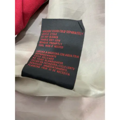 Womans Weather Tamer Large Red Zip Up Snap Up Hidden Hood Midweight Jacket