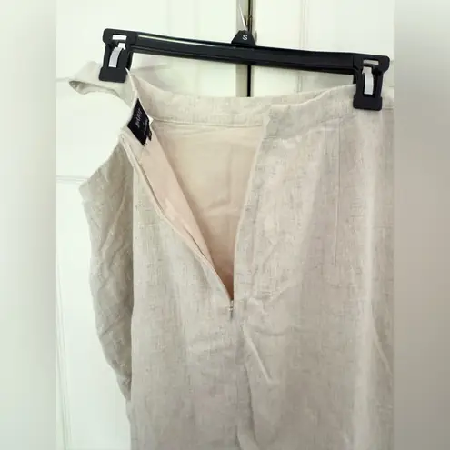 Bardot Linen Blend Midi Skirt Side Cut Out Oatmeal Cream Straight Size Large