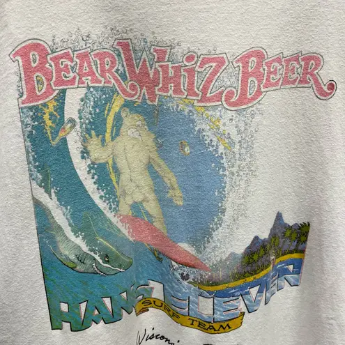 Vintage 90s Bear Whiz Beer Surf Team Comedy Hang Eleven Alcohol T