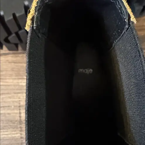 Maje Carmel Suede Platform Chelsea Ankle Boots Gold Metallic Heel Size 7 NWOB