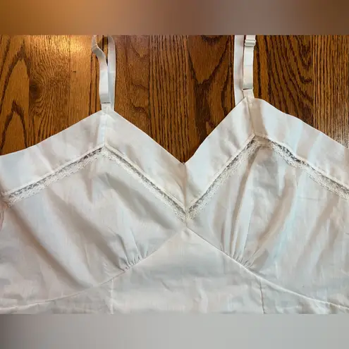 Vintage 1970s Dixie Belle White Slip Dress Size 42 Lace Trim Lingerie USA Made
