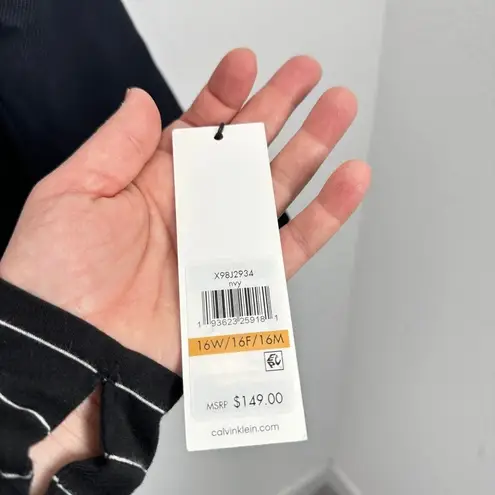 Calvin Klein  Women's Navy Blue Collarless Suit Blazer Size 16W NWT Office Career